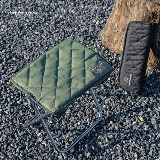 URBANWAVE Portable Folding Stool - Lightweight Aluminum Alloy Square Chair with Quilted Design, Ideal for Camping, Picnics, and Travel, Includes Carrying Bag, Outdoor Seating | Stylish Seating | Aluminum Frame Chair, Stool Seating